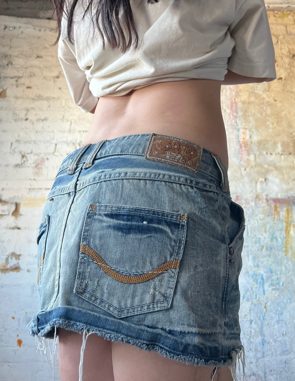 denim mini skirt