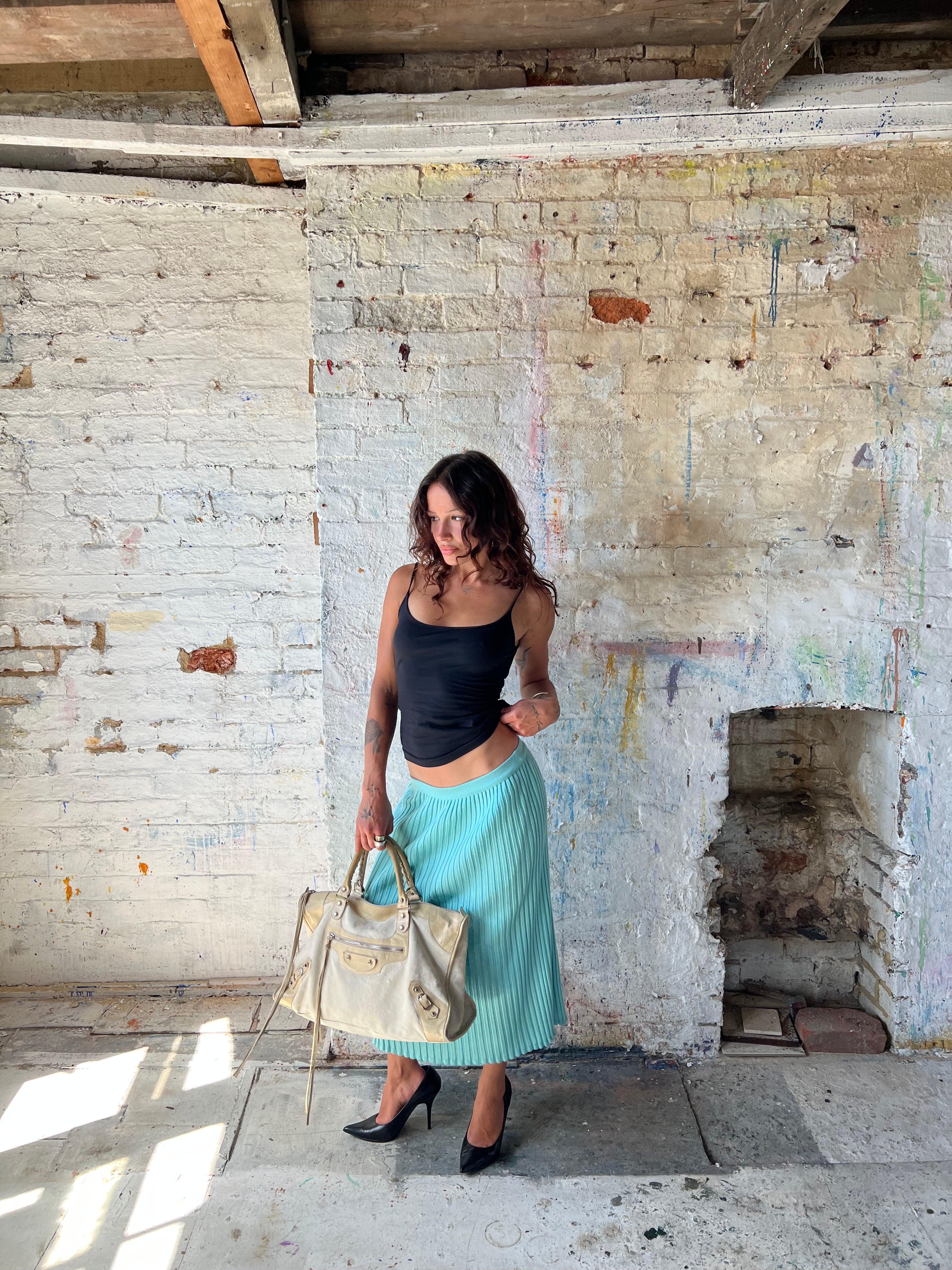 italian teal skirt