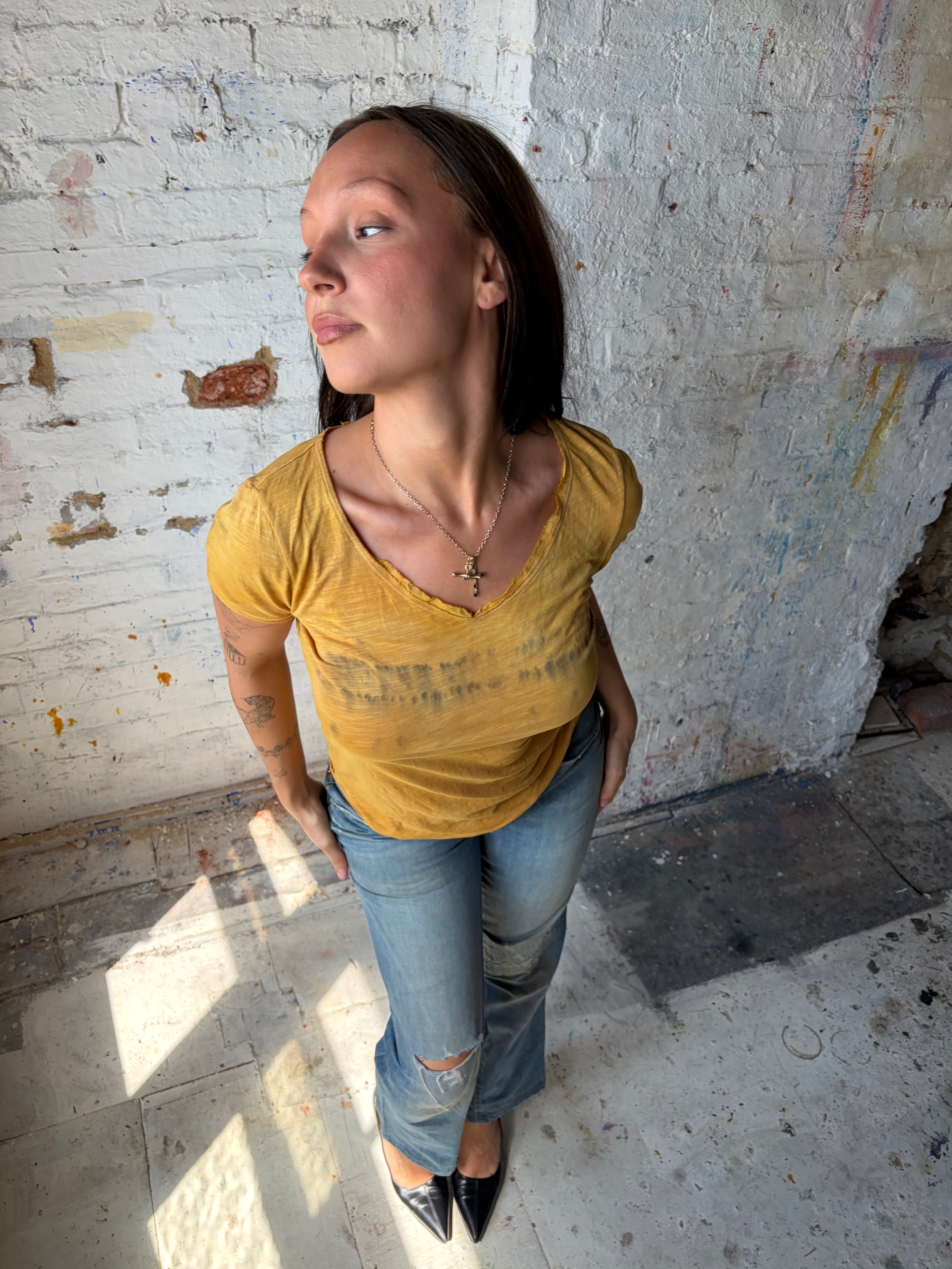 yellow tee