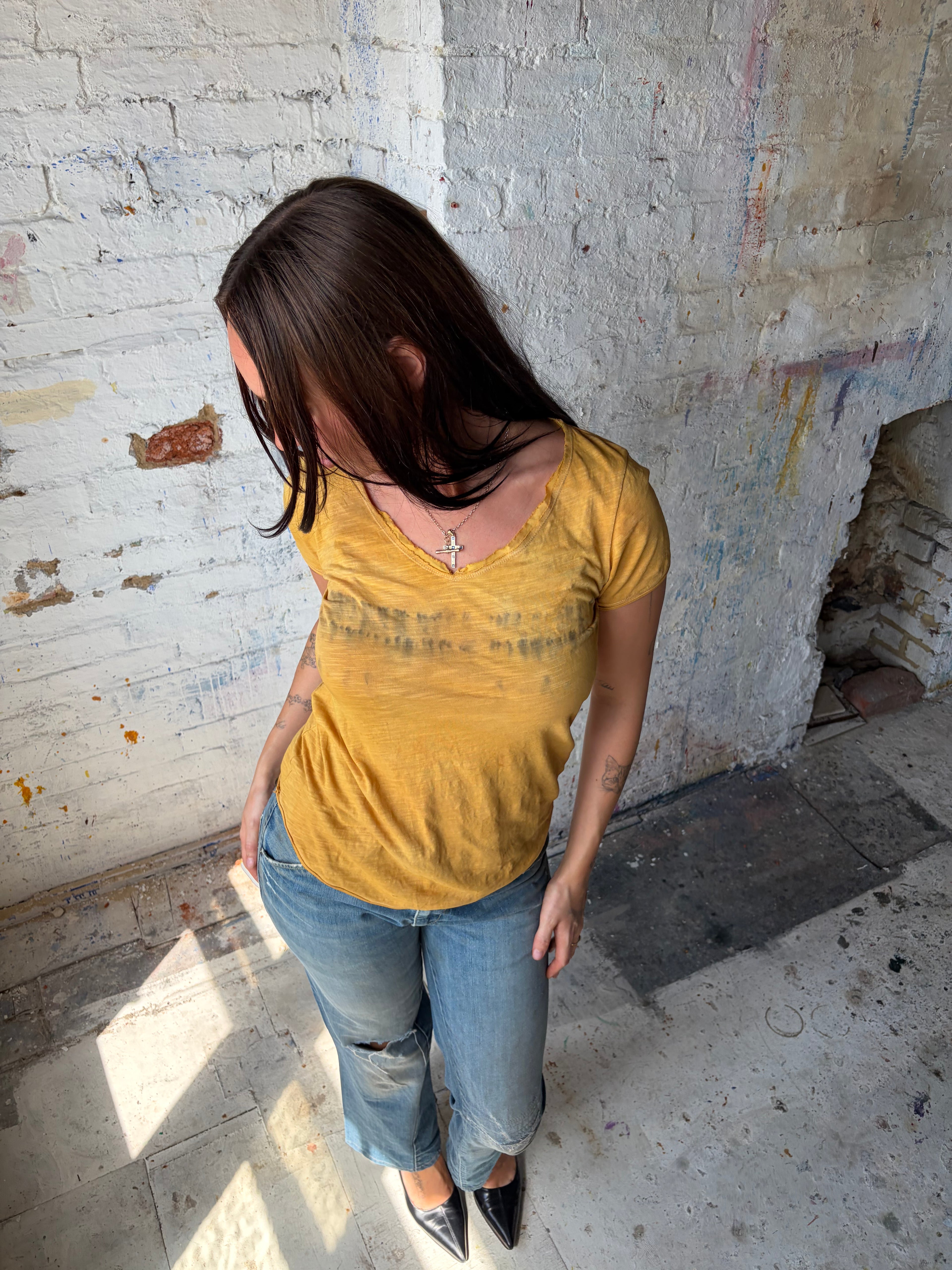 yellow tee