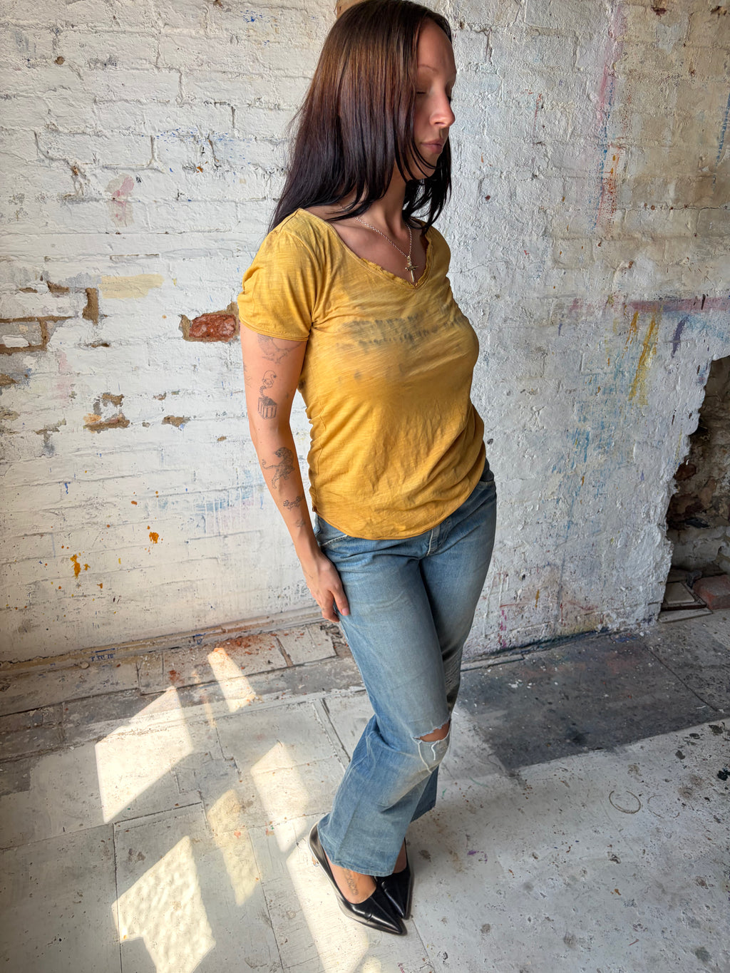 yellow tee
