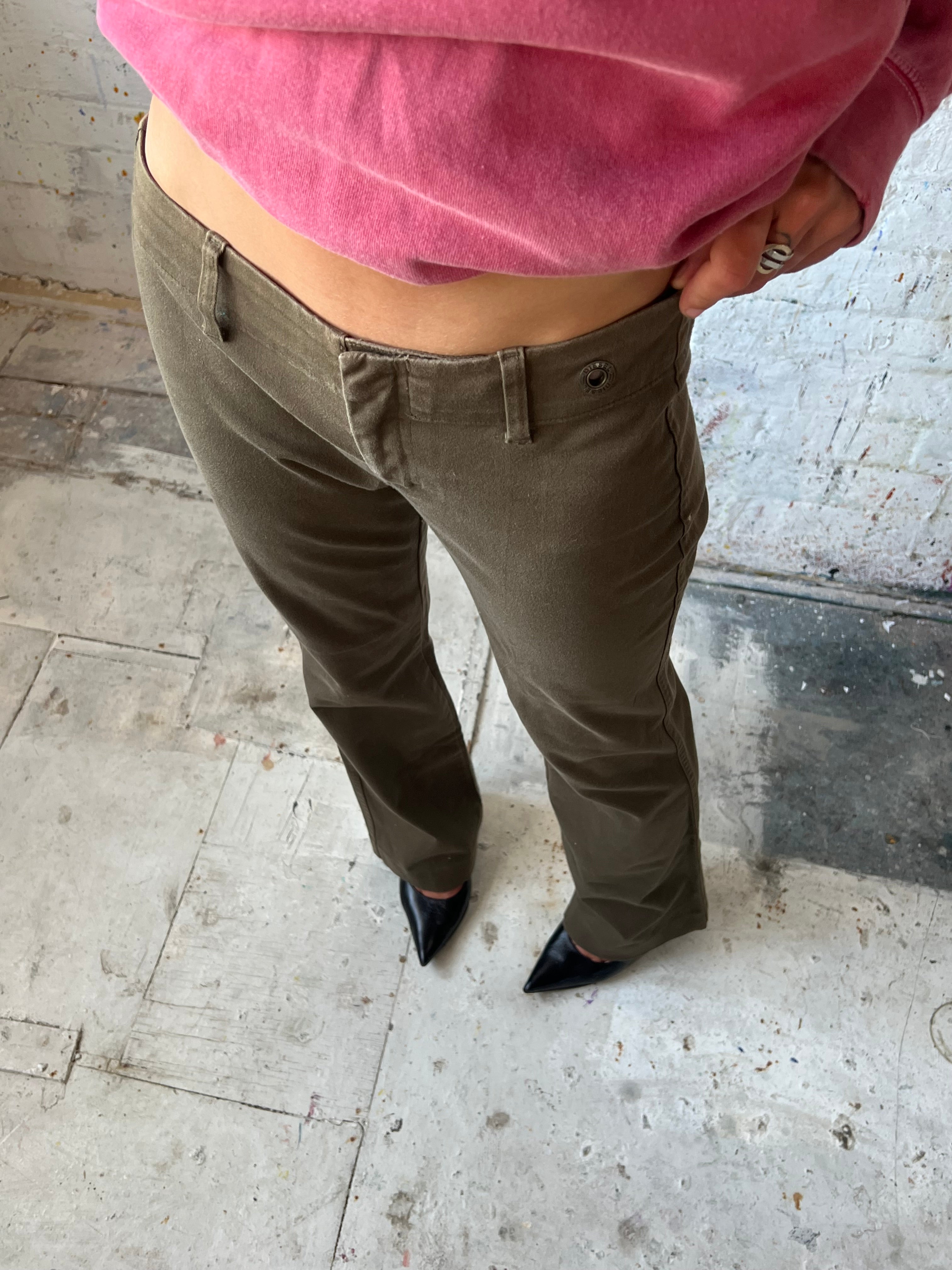 diesel olive low rise trouser